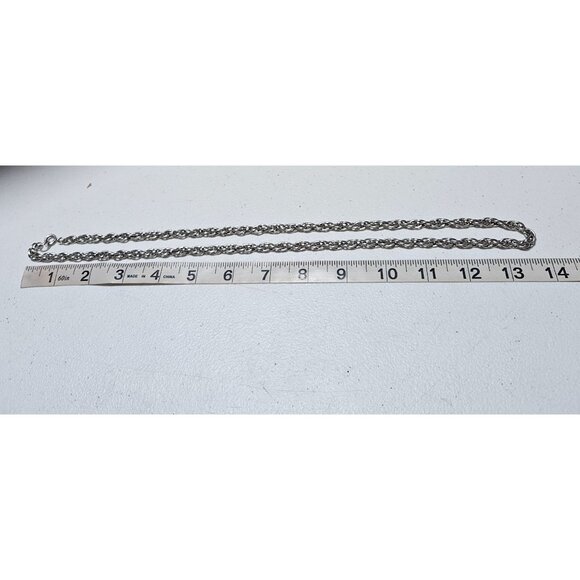 Vintage Stainless Steel Tone Rope Chain Necklace Classic Minimalist Jewelry - Picture 4 of 5